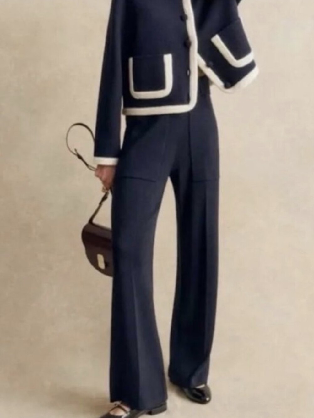 Sezane Marius Merino Wool Trouser Navy Small Nwot